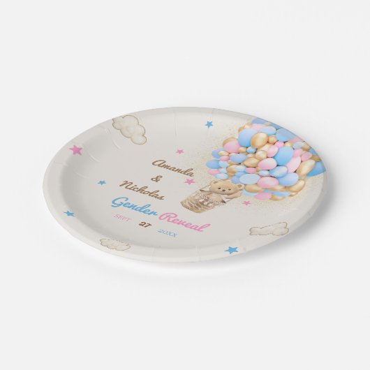 Teddybeer Geslacht Onthullen Roze Blauw Papieren Bordje (Gekanteld)