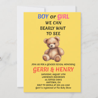 Teddybeer Geslacht Uitnodiging