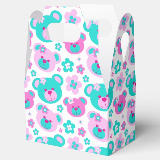 Teddybeer gezichten en bloemen geschenkdoos met pa bedankdoosjes (Geopend)