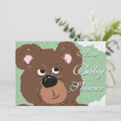 Teddybeer (groen) Baby shower Kaart (Staand voorkant)