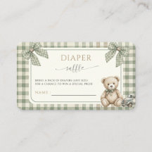 Teddybeer groene geruite babyshower luierspel