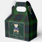 Teddybeer groene plaid verjaardagsfeestje gunst aa bedankdoosjes (Voorkant)