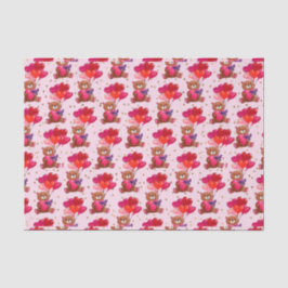 Teddybeer hartballonnen (ontwerp 1 rode serie) tissuepapier