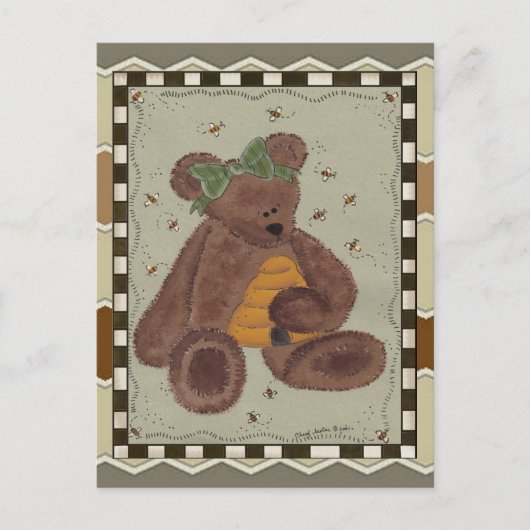 teddybeer honing briefkaart (Voorkant)