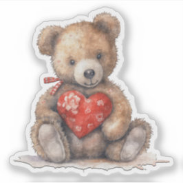 Teddybeer houdt een hart Valentijn Sticker
