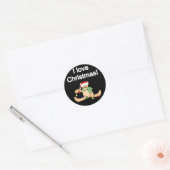 Teddybeer Ik hou van Kerstmis Tshirts en geschenke Ronde Sticker (Envelop)