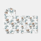 Teddybeer in blauwe pyjama verjaardag bedankdoosjes (Uitgevouwen)