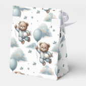 Teddybeer in blauwe pyjama verjaardag bedankdoosjes (Achterkant)