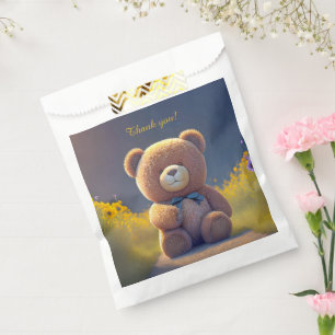 Teddybeer in een weide, schattig op maat bedankzakje
