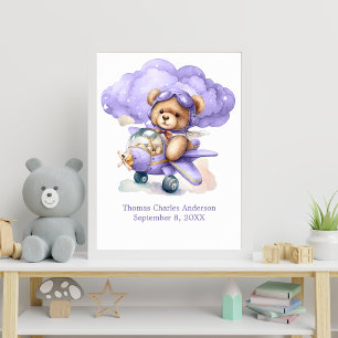 Teddybeer in vliegtuig kinderkamer decoratie muurk