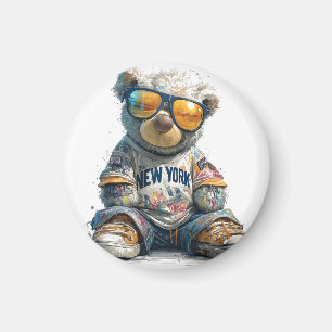 Teddybeer in zonnebril en een Shirt Magneet