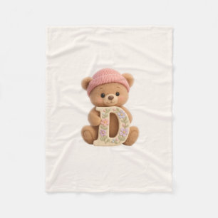 Teddybeer Initial D Baby Meisje Cadeau Fleece Deken