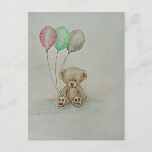 teddybeer jarig briefkaart (Voorkant)
