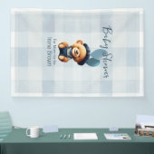 Teddybeer Jean Baby shower Blauwe Banner (Beurs)