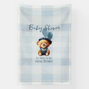 Teddybeer Jean Baby shower Blauwe Banner