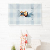 Teddybeer Jean Baby shower Blauwe Banner (Insitu)