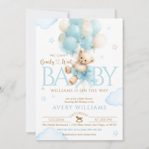 Teddybeer Jongens Baby Shower Blauw Kaart
