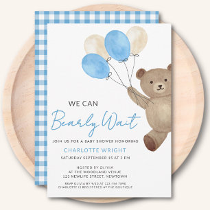 Teddybeer Jongens Baby Shower Kaart