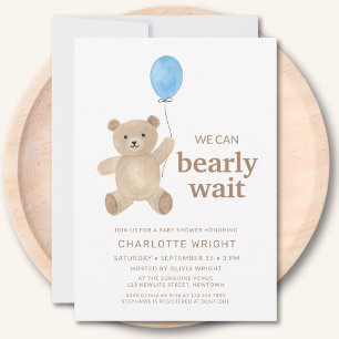 Teddybeer Jongens Baby Shower Kaart