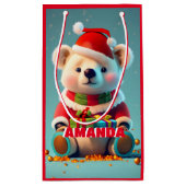 Teddybeer Kerstmis Gepersonaliseerde Kinder Rood Klein Cadeauzakje (Achterkant)