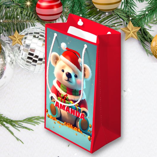Teddybeer Kerstmis Gepersonaliseerde Kinder Rood Klein Cadeauzakje