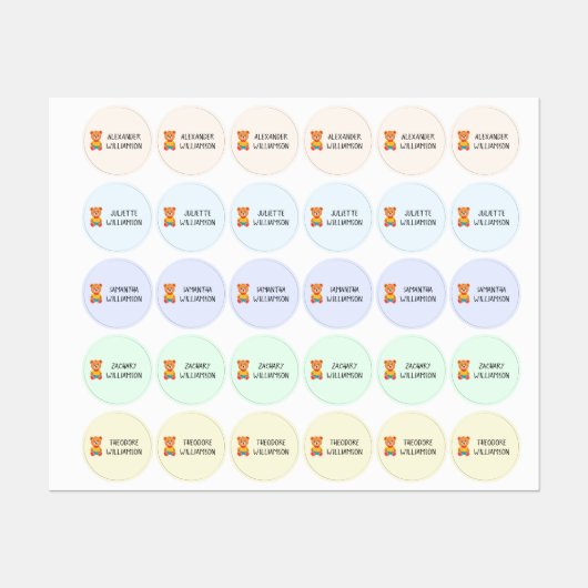 Teddybeer Kinder kleding naam Labels (Vel)