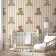 Teddybeer-kinderkamerstrip met kronen en strikken
