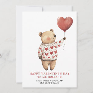 Teddybeer leraar Gelukkige Valentijnsdag Feestdagenkaart