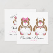 Teddybeer lesbisch bruiloft schattig wit kaart (Voorkant / Achterkant)
