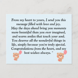 Teddybeer Lichtbruin en Blauwe Jongens Baby Shower Briefkaart