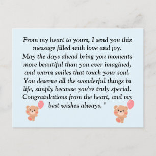 Teddybeer Lichtbruin en Blauwe Jongens Baby Shower Briefkaart