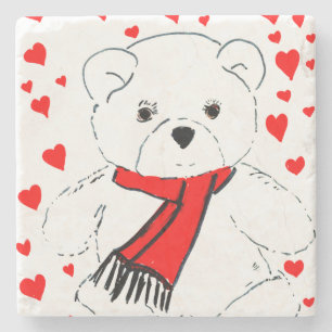 teddybeer liefde stenen onderzetter