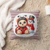 Teddybeer lieveheersbeestje met Snowman Baby showe Kussen (Deken)