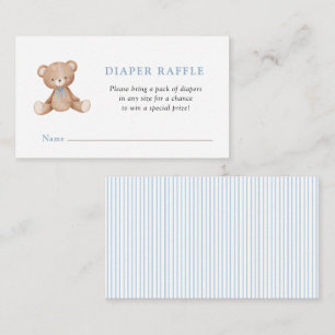 Teddybeer Luier Raffle Jongens baby shower Informatiekaartje