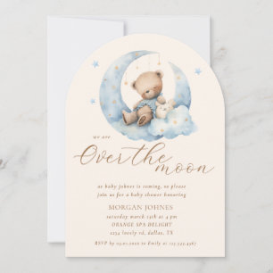 Teddybeer Maan Over de Maan Baby Shower Kaart