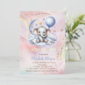 Teddybeer Maan Wolken Regenboog Baby Shower  Kaart (Staand voorkant)