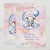 Teddybeer Maan Wolken Regenboog Baby Shower  Kaart (Voorkant / Achterkant)