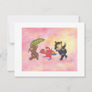 Teddybeer Macaw Tapir Vrienden Art Flat Note Kaart