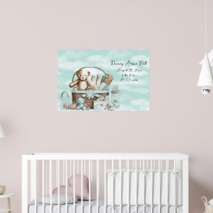Teddybeer-mandje met speelgoed voor babyjongen poster