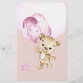 Teddybeer meisje baby shower over of onder (Achterkant)