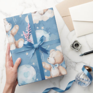 Teddybeer met ballon zwevend cadeaupapier