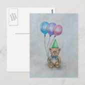 Teddybeer met ballonnen briefkaart (Voorkant / Achterkant)