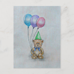 Teddybeer met ballonnen briefkaart