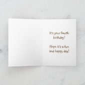 Teddybeer met ballonnen Kinder vierde verjaardag K Kaart (Binnen)