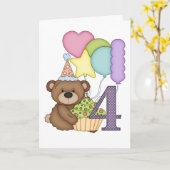 Teddybeer met ballonnen Kinder vierde verjaardag K Kaart (Gele Bloem)