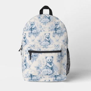 teddybeer met blauw roos Print Cut Sew Bag Bedrukte Rugzak