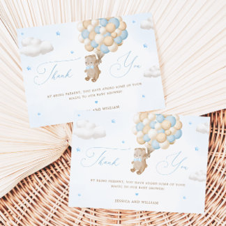 Teddybeer met blauwe ballonnen kaart