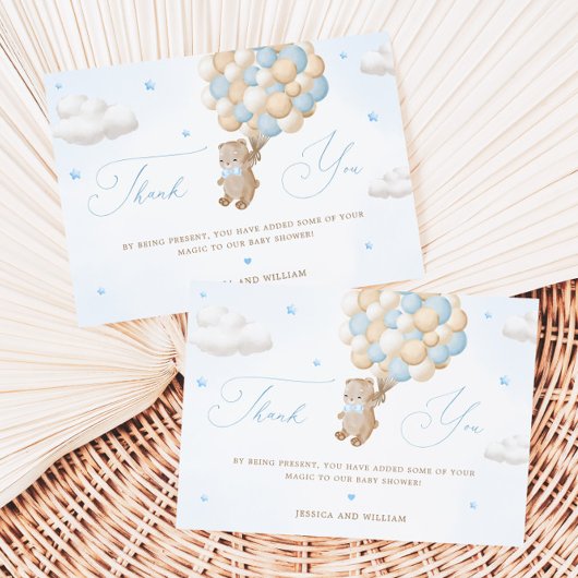 Teddybeer met blauwe ballonnen kaart