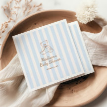 Teddybeer met blauwe strepen baby shower