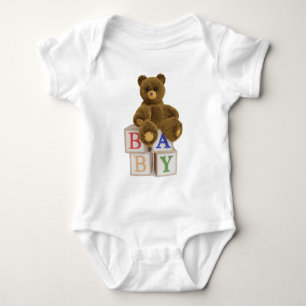Teddybeer met Blocks Baby shower Romper